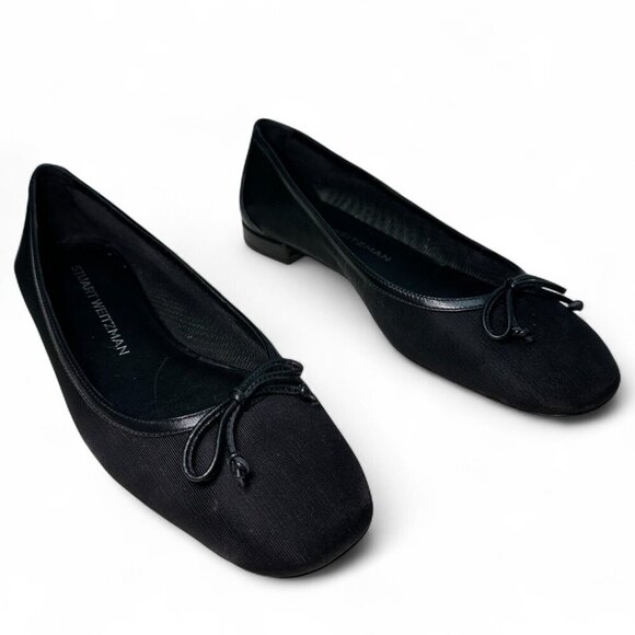 STUART WEITZMAN Arabella Bow-Detailed Mesh Ballet Flats, Black, Size US 8 - Picture 7 of 10
